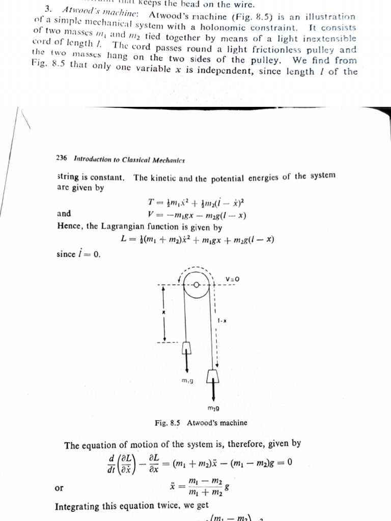 Equation of Motion For Atwood Machine and Harmonic Oscillator Using