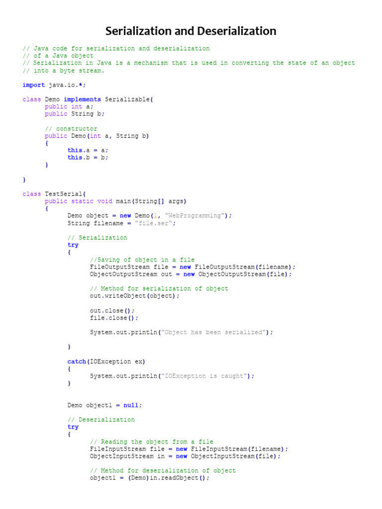 Serialization and Deserialization and Threading | PDF | Class (Computer ...