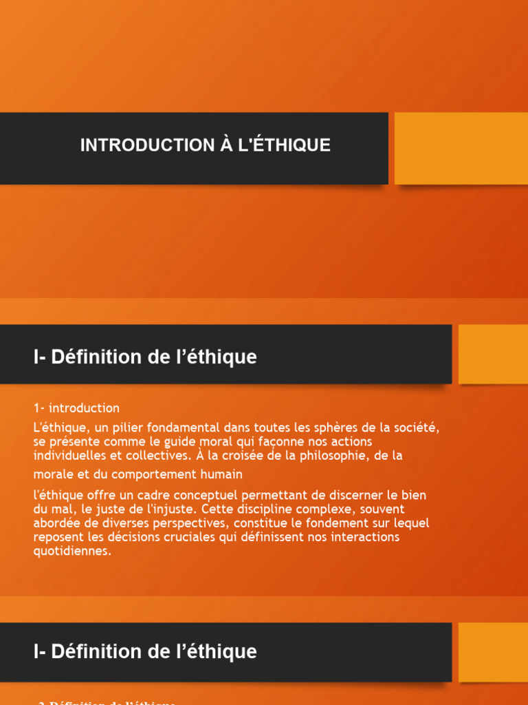 Introduction à l'éthique et ses enjeux | PDF | Moralité | Éthique de la ...