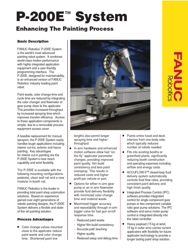 P 200E System | PDF | Robotics | Pump