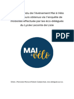 Compte-Rendu de L'enquête Mobilité Menée Par Les Éco-Délégués Du LLL Lors de L'événement Mai À Vélo Du 03 05 2024