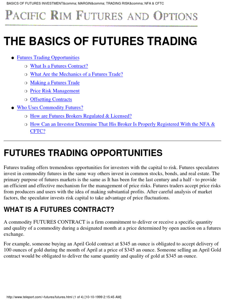 Basics of Futures Trading | Download Free PDF | Futures Contract