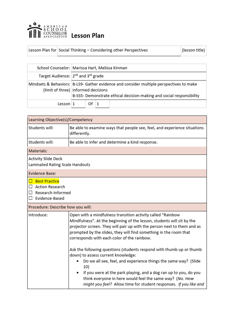 Asca Lesson Template