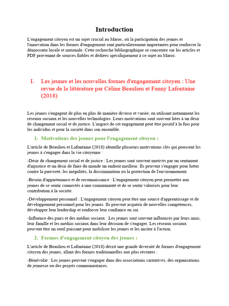Engagement citoyen des jeunes au Maroc | PDF | Réseaux sociaux | Études ...