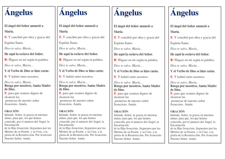 Oración del Ángelus Completa | PDF | María, madre de Jesús | Teología ...