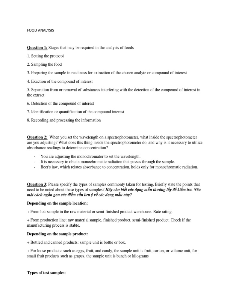Food Analysis Example