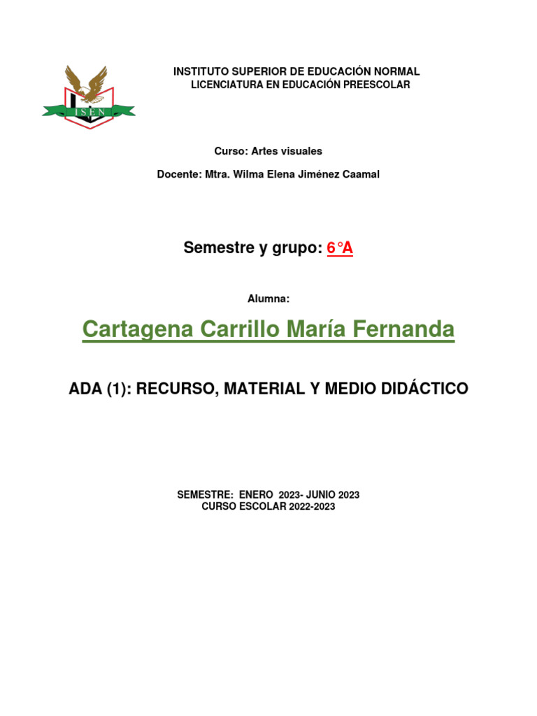 Ada 1 Recurso Medio Y Material Didáctico Pdf Aquisición De