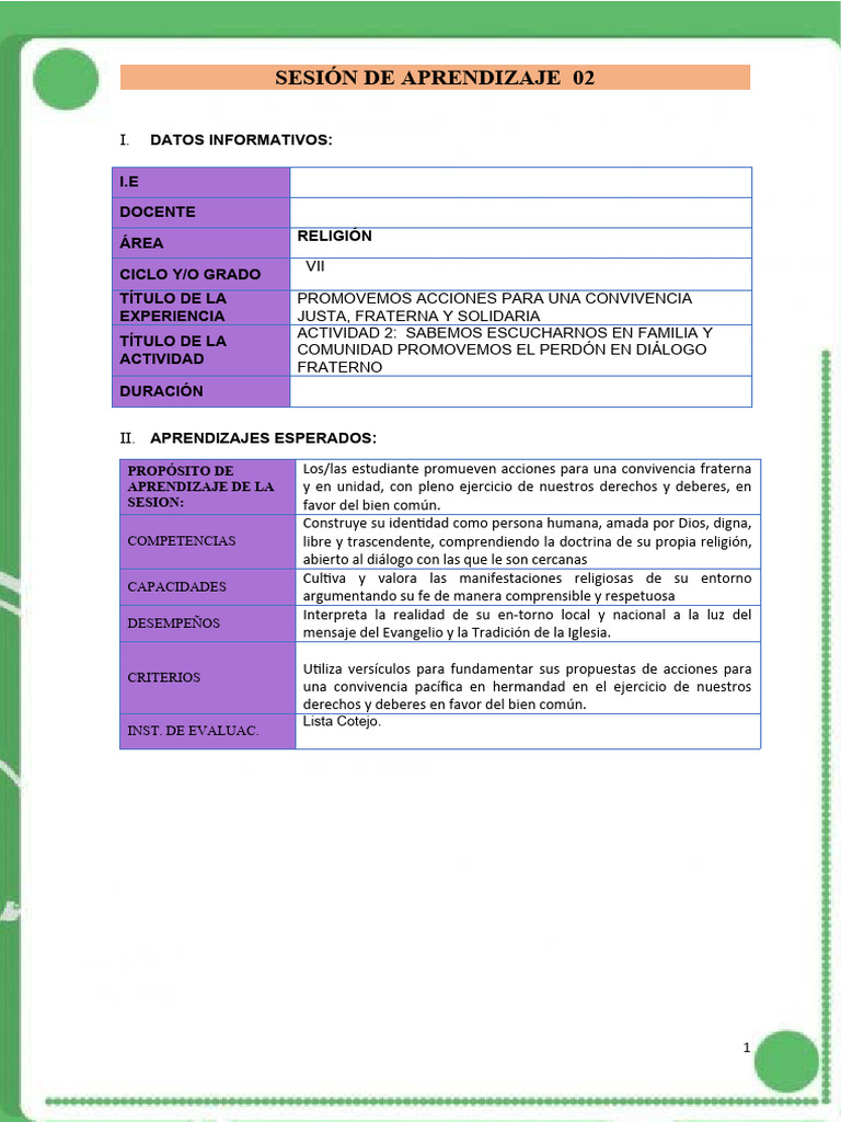 Convivencia Fraterna y Diálogo en Clase | PDF | Aprendizaje | Evaluación