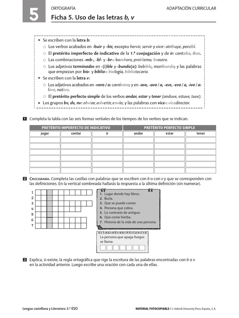 Ortografía: Uso de B y V en Español | PDF | Lingüística | Tipología ...
