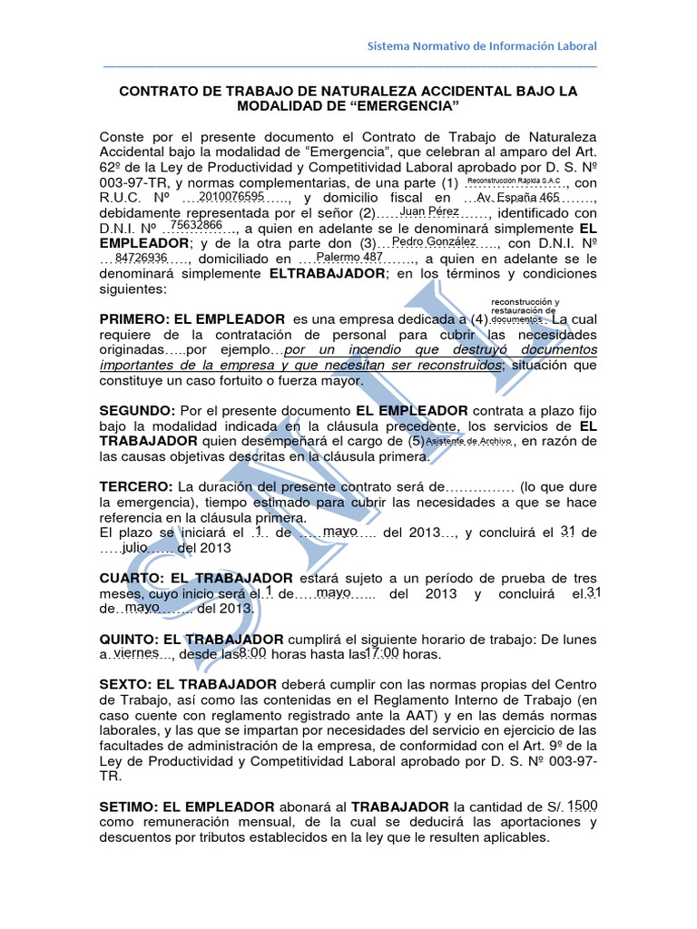 Contrato Laboral por Emergencia 2023 | PDF | Derecho laboral | Economias