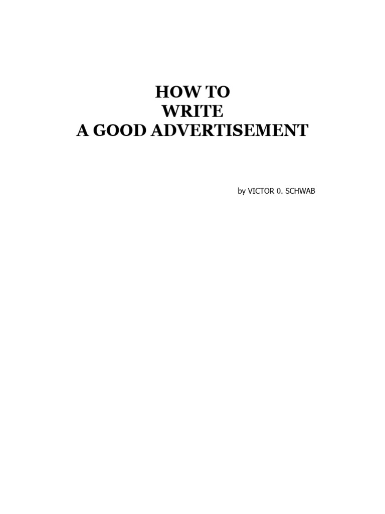 How To Write A Good Advertisement PDF
