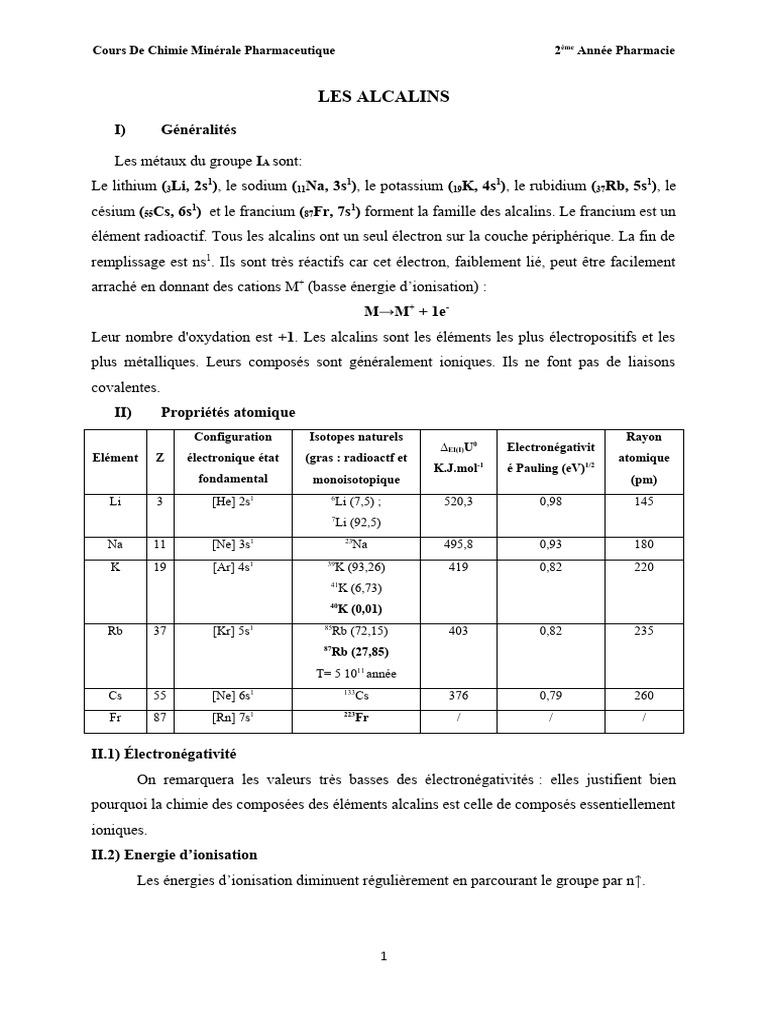 Propriétés et Réactions des Alcalins PDF Hydroxyde de sodium — free download