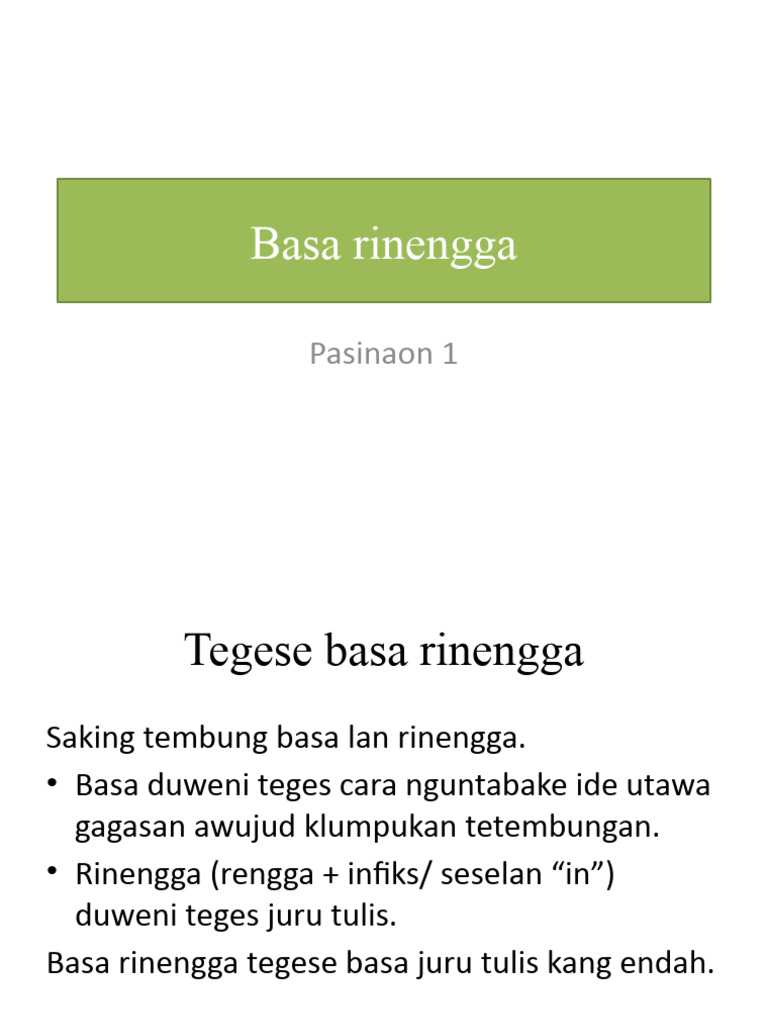 Basa Rinengga 1 | PDF