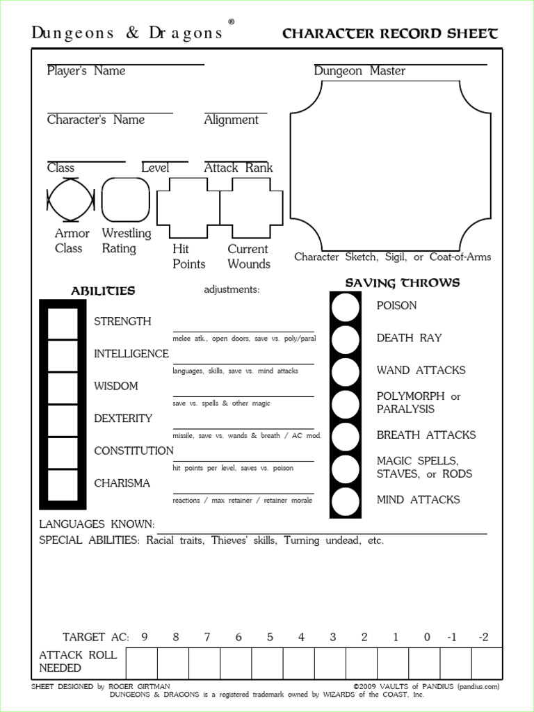 Basic Character Sheet Custom Classic | PDF | Role Playing Games ...