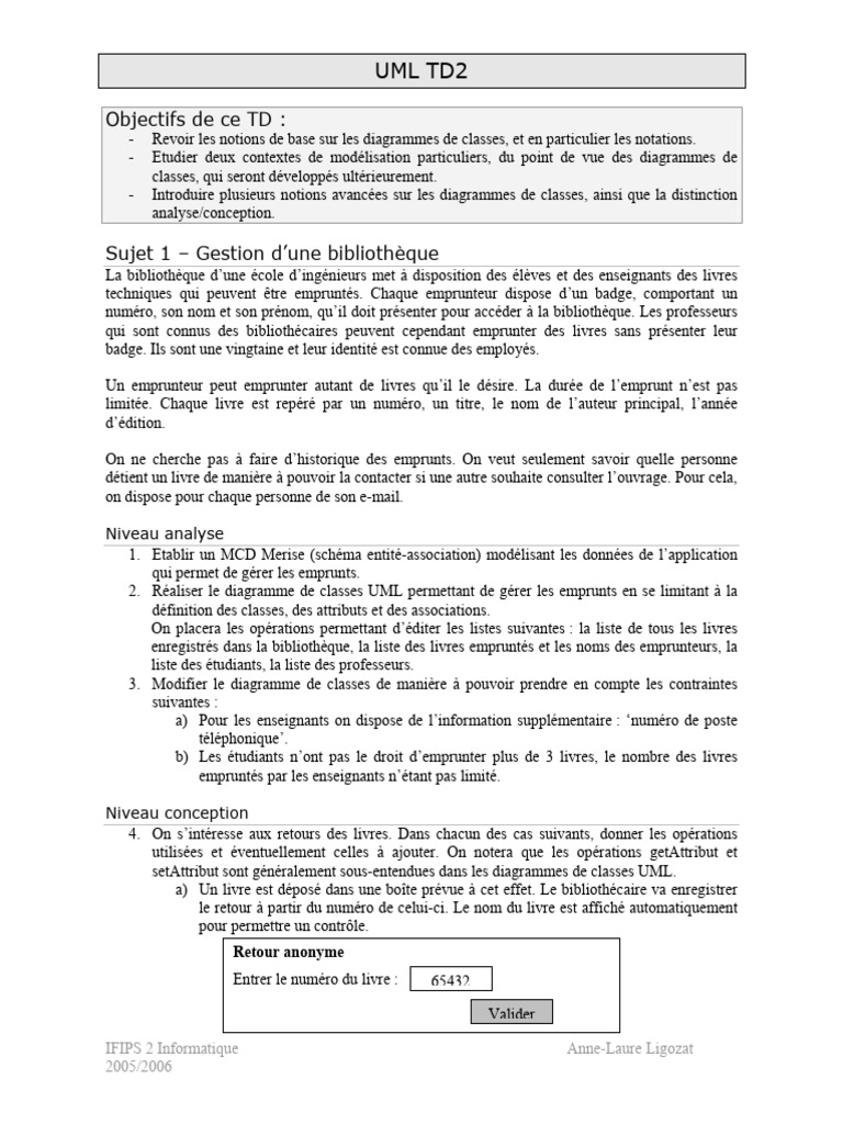 Gestion des emprunts et étudiants IUT | PDF | Langage de Modélisation ...