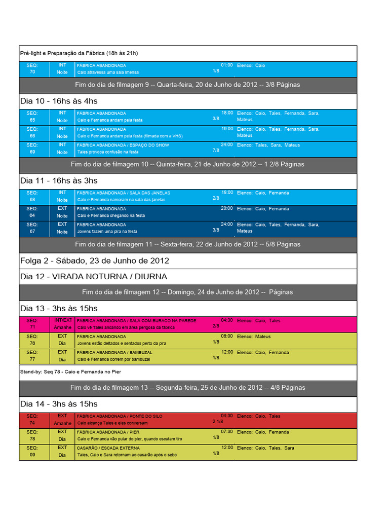 Modelo Plano De Filmagem Pdf