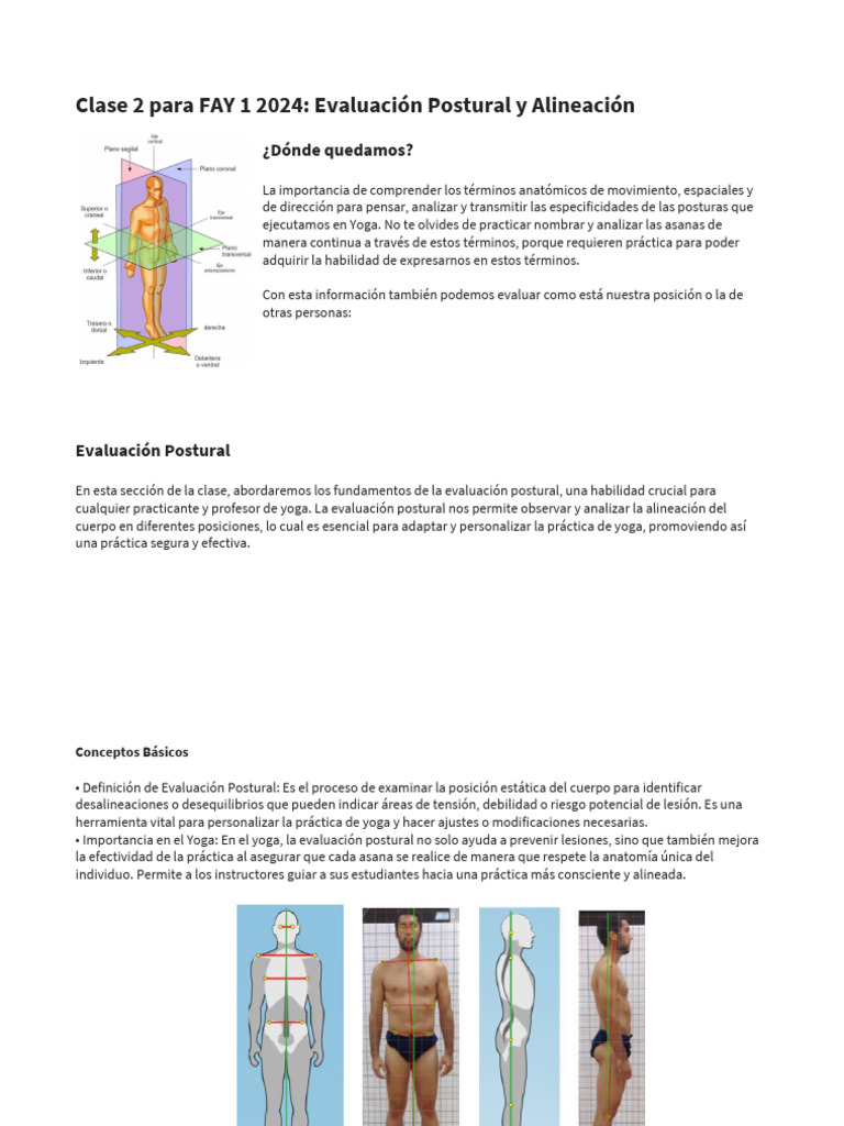 Clase 2 Evaluación Postural y Alineación | PDF | La columna vertebral ...