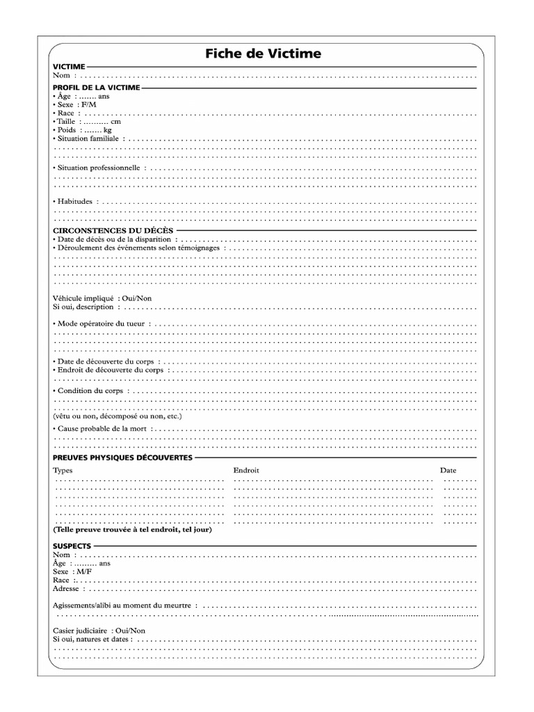 Fiche Victime PDF