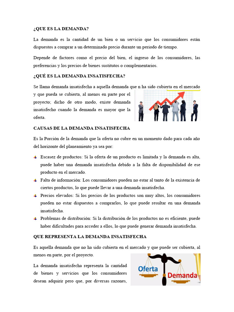 Demanda Insatisfecha: Causas y Efectos | PDF | Demanda | Mercado (economía)