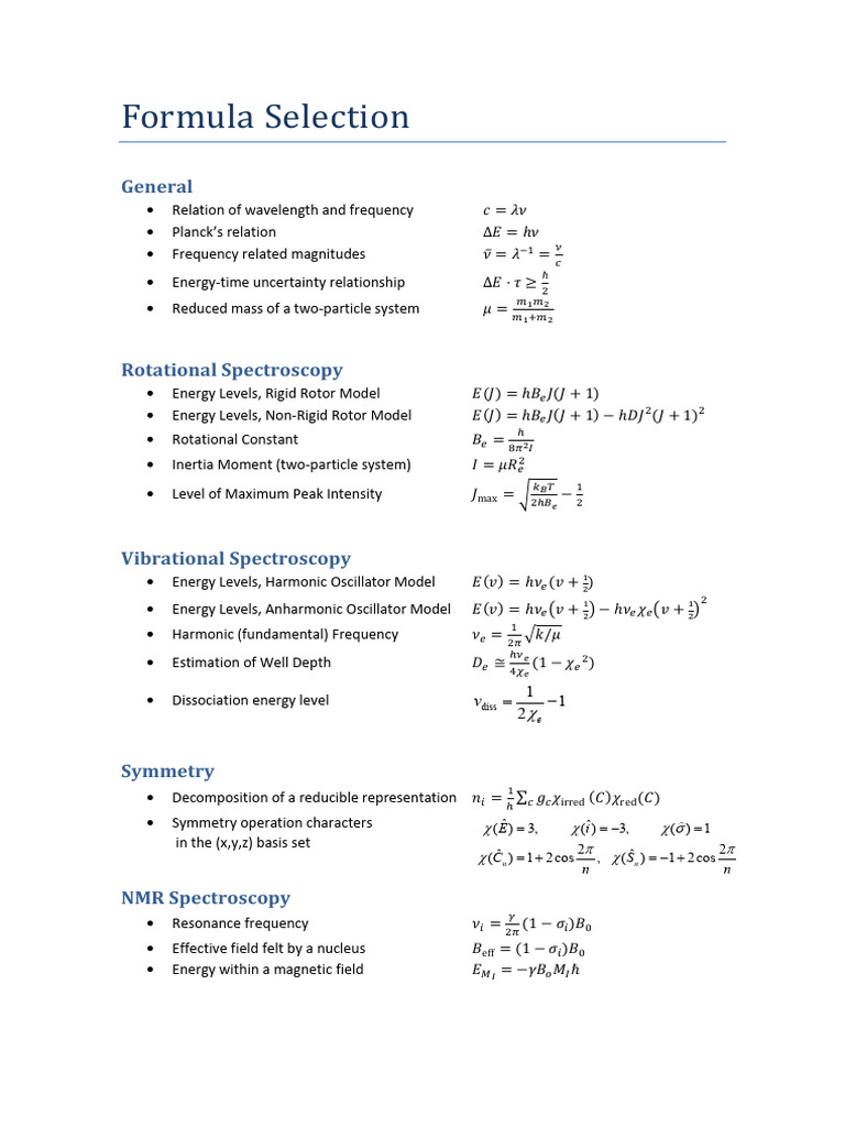 Molecular Spectroscopy and Symmetry Concepts | PDF | Energy Level ...