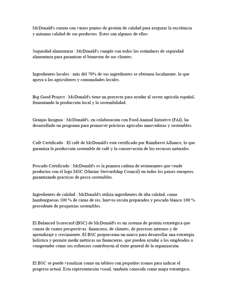 Estrategias de Calidad en McDonald's | PDF | Mc Donald's | Gestión ...
