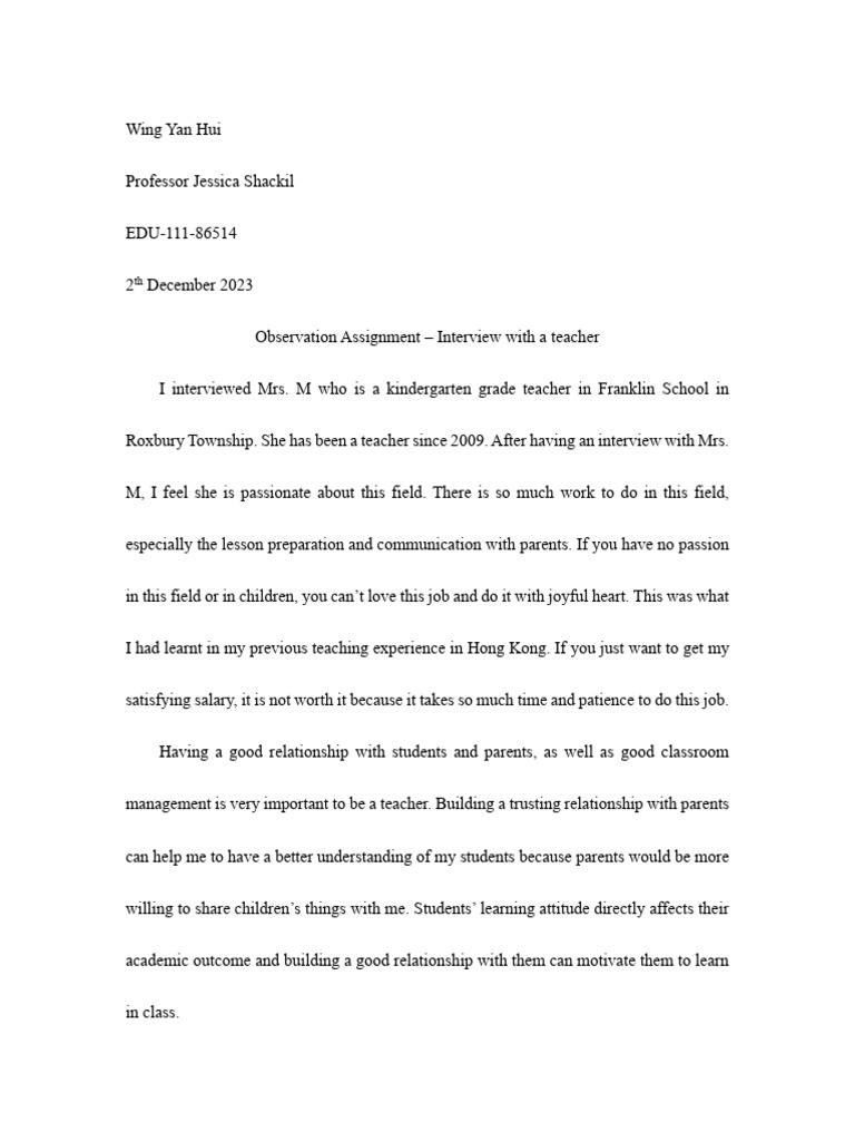 Edu Teacher Interview Pdf Teachers Curriculum