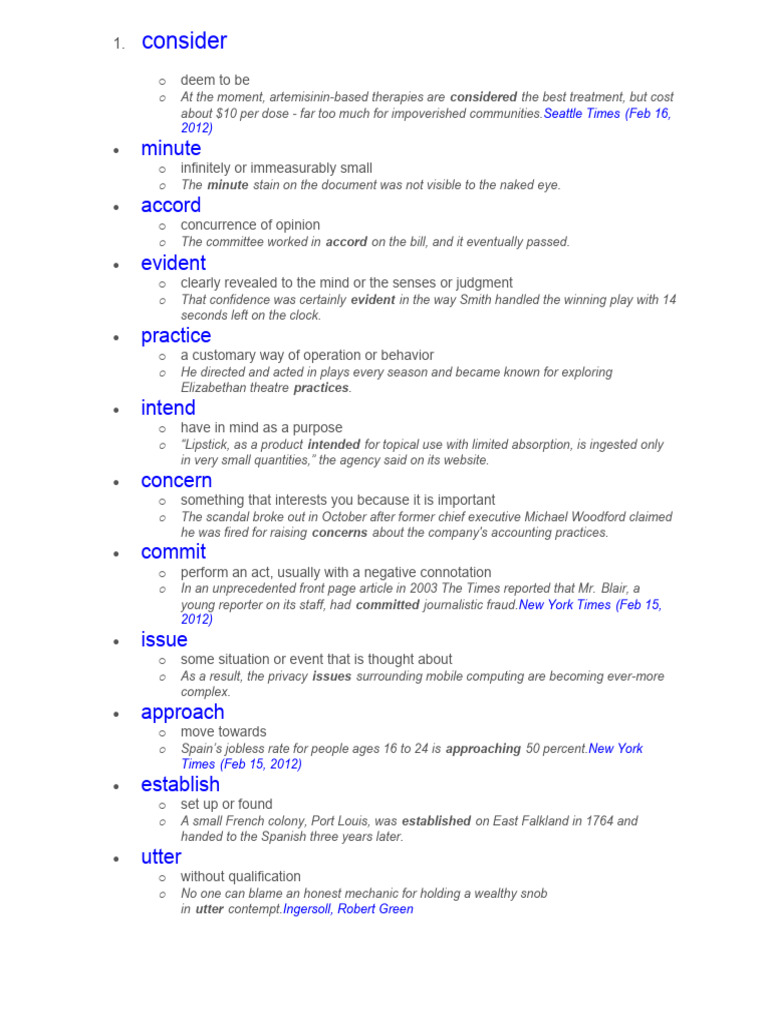 Vocabulary Terms and Definitions Guide | PDF | The New York Times