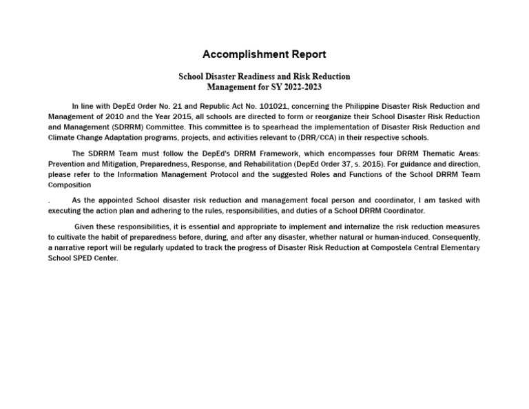 School Disaster Risk Management Report 2023 | PDF