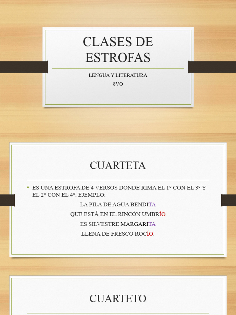 Clases de Estrofas: Cuarteta y Cuarteto | PDF