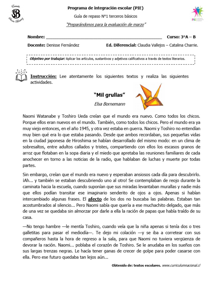 3Â°A-B Lenguaje GuÃ - A de Repaso - PreparÃ¡ndonos para La Evaluaciã N ...
