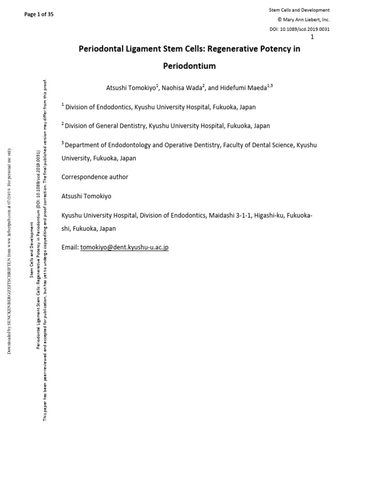 Celulas Del Ligamento Periodontal | PDF | Stem Cell | Regenerative Medicine