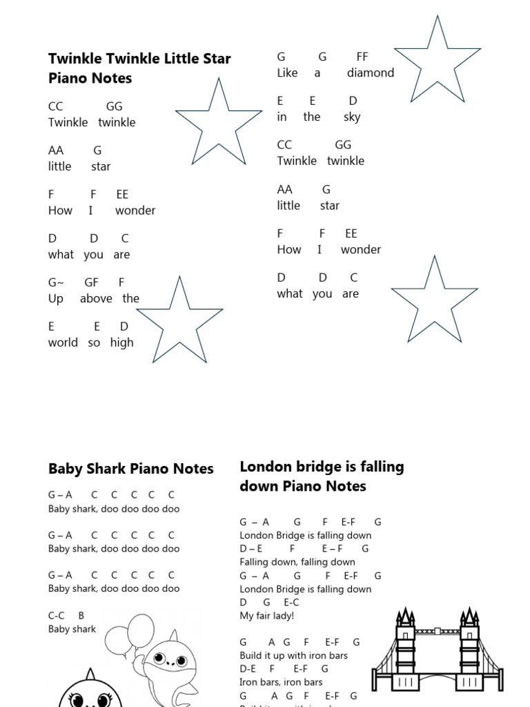 Twinkle Twinkle Little Star Piano Notes PDF — free download