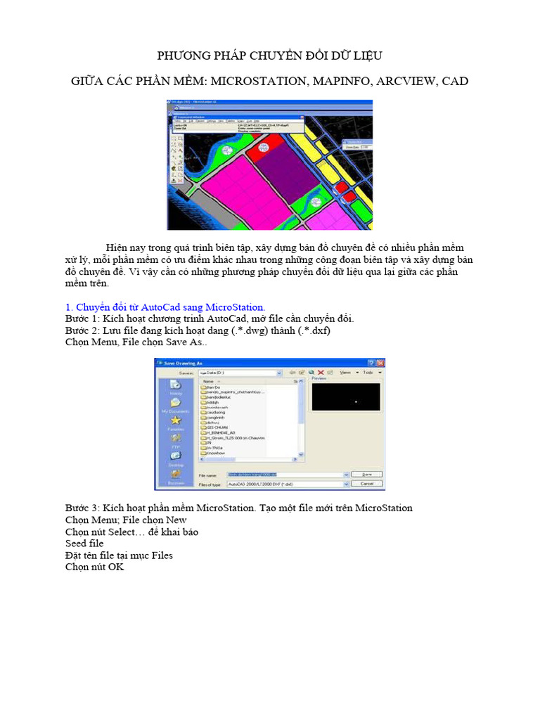 Chuyển dữ liệu giữa các PM Map - Mi - CAD | PDF