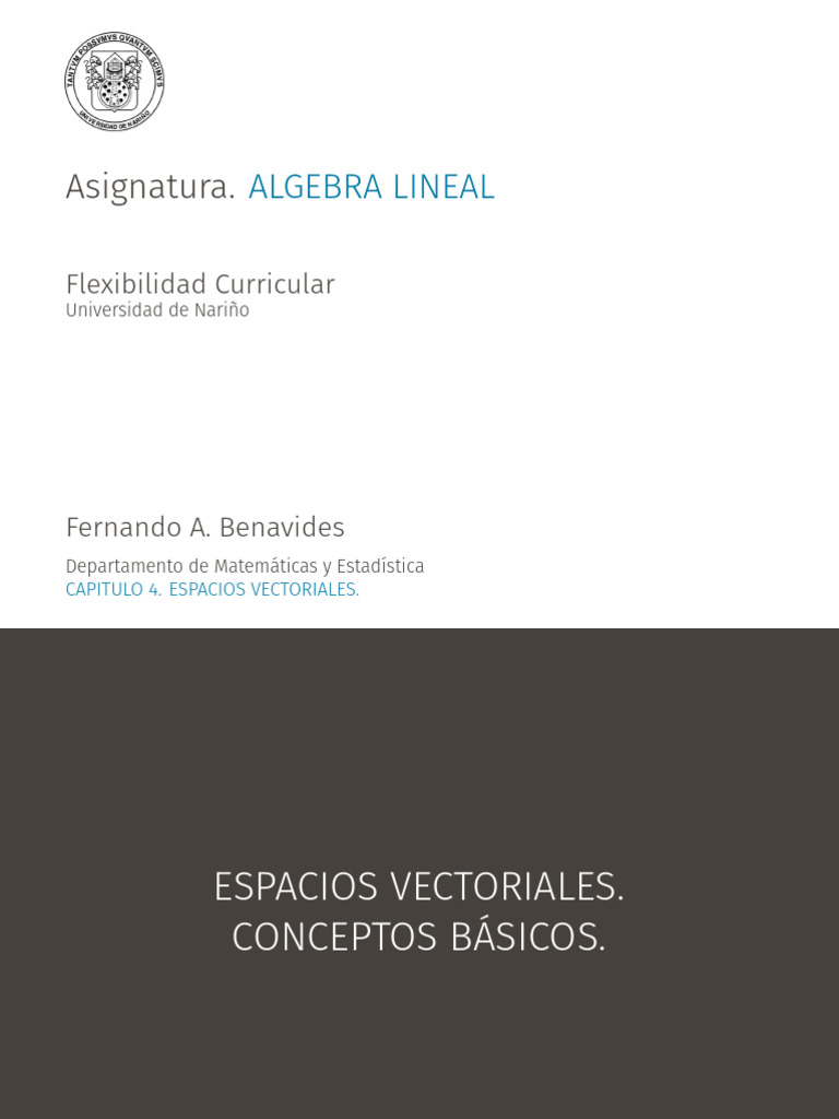Algebra Lineal Espacios Vectoriales Introduccion Pdf Espacio