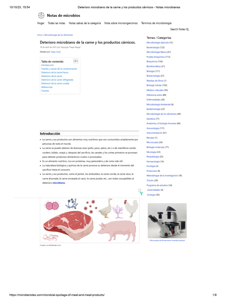 Deterioro microbiano en carne y productos cárnicos | PDF | Carne ...