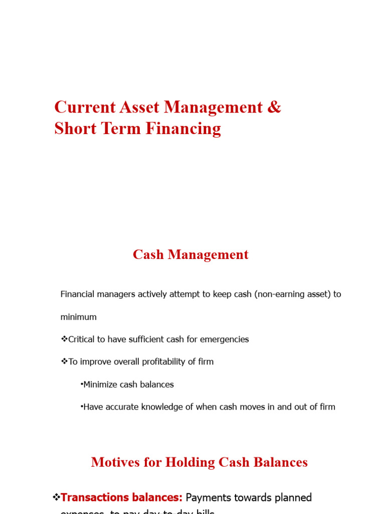 Unit 13,14 - Short Term Financing & Current Asset Management | PDF ...