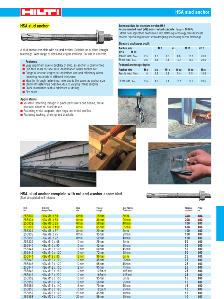 HSA Stud Anchor PDF Anchor Mechanical Engineering