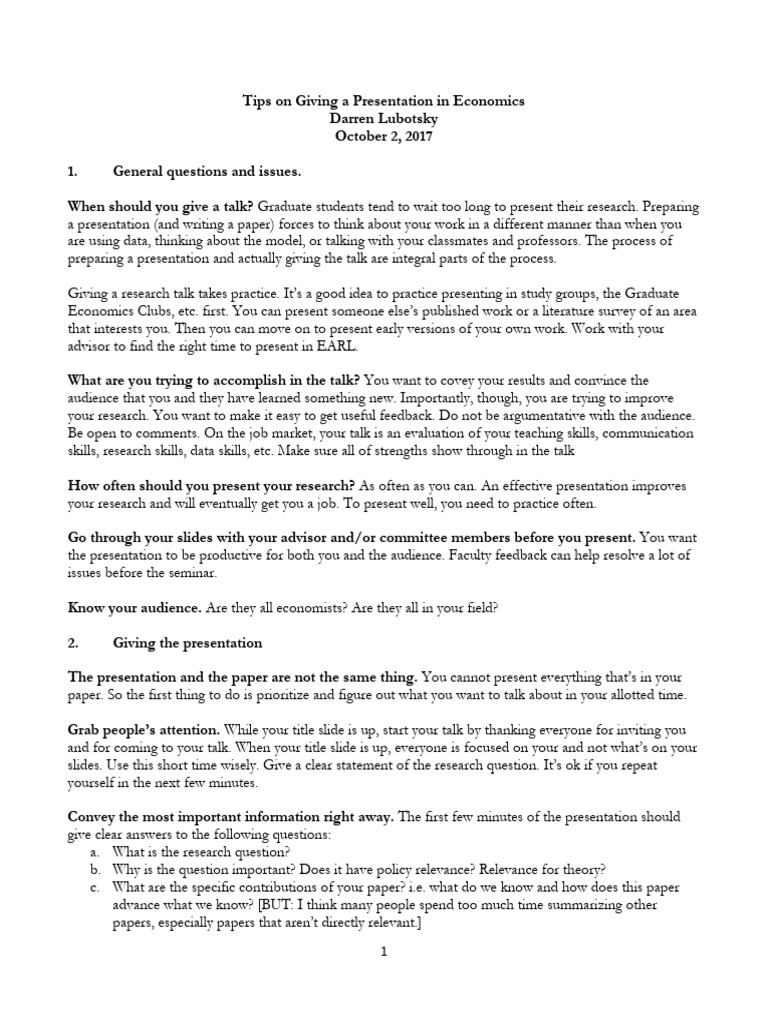 Tips On Giving A Research Presentation October 2017 | PDF | Cognitive ...
