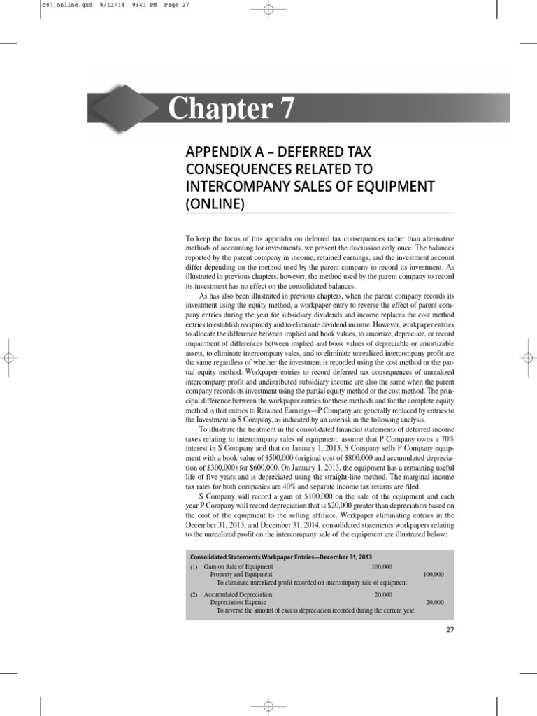 Deferred Tax on Intercompany Equipment Sales | PDF | Depreciation ...