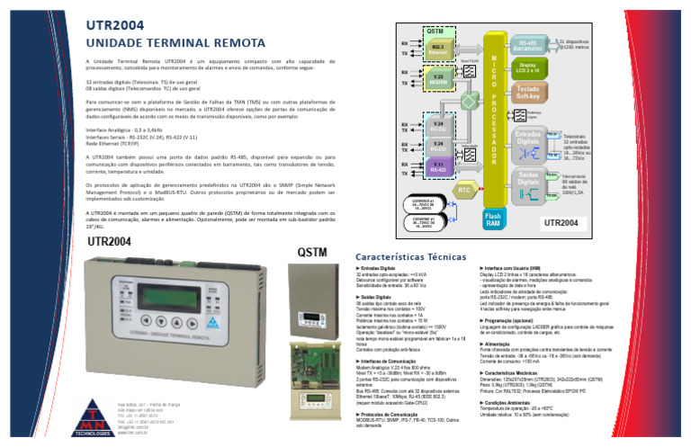 Unidade Terminal Remota UTR2004: Especificações | PDF | Engenharia da ...
