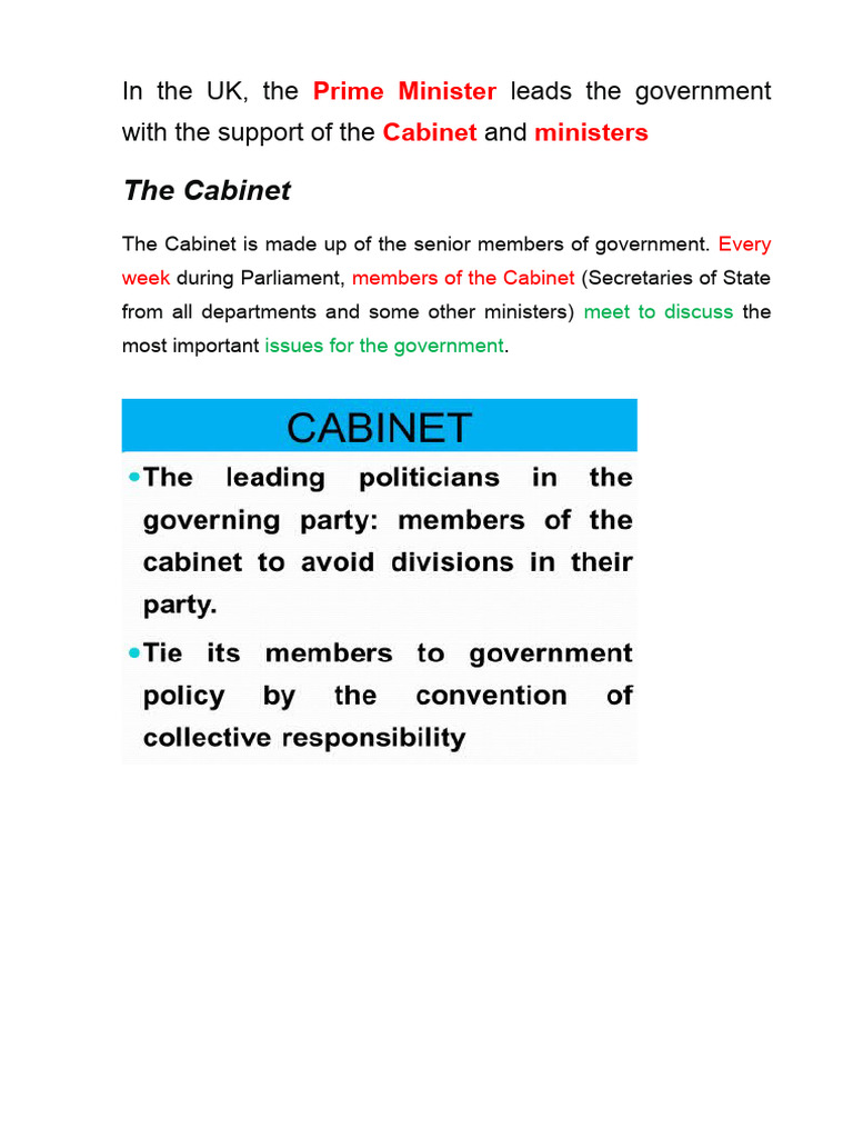 Cabinet in UK | PDF | Cabinet (Government) | Politician