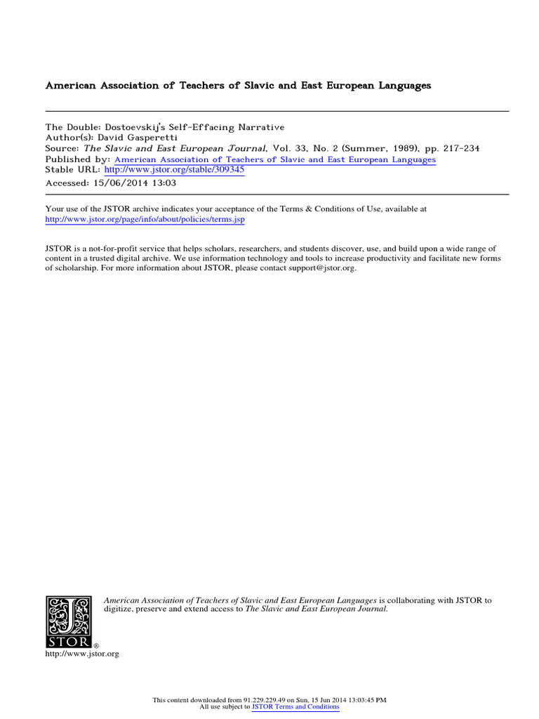 Dokumen Tips The Double Dostoevskijs Self Effacing Narrative PDF
