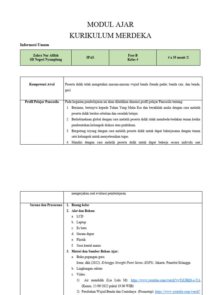 Modul Ajar Kurikulum Merdeka Kelas 4 | PDF