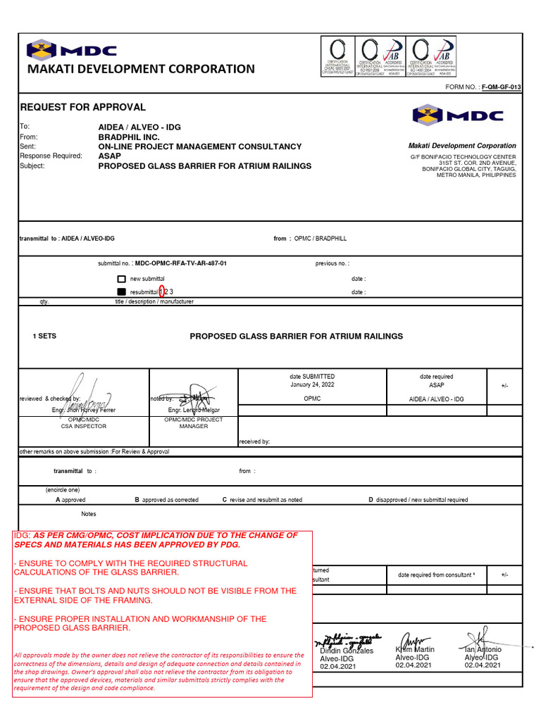 MDC Opmc Rfa TV Ar 487 01 Proposed Glass Barrier For Atrium Railings ...