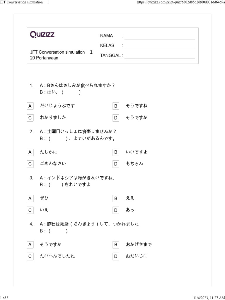 JFT Hyougen 2 | PDF