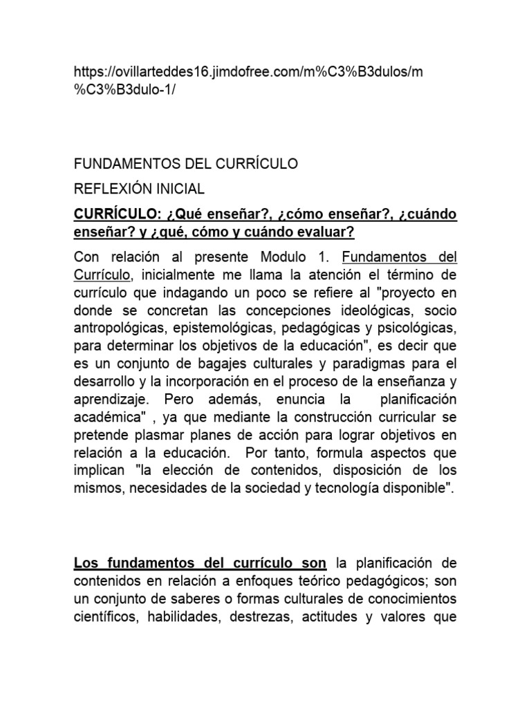 Fundamentos del Currículo Educativo | PDF | Plan de estudios | Aprendizaje