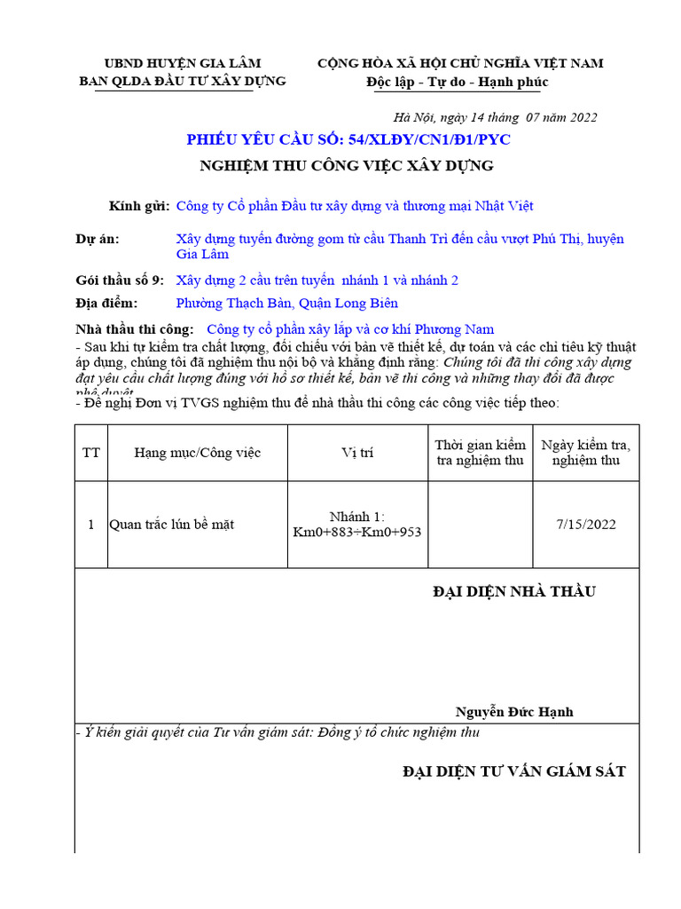 Thi Cong Nen Dat Yeu Km0+883 Den Km0+953 | PDF
