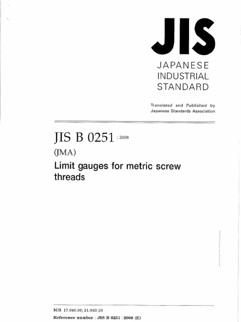 JISハンドブック 鉄道 2011 JIS B 0251 2008 (JMA) Limit Gauges For Metric Screw Threads