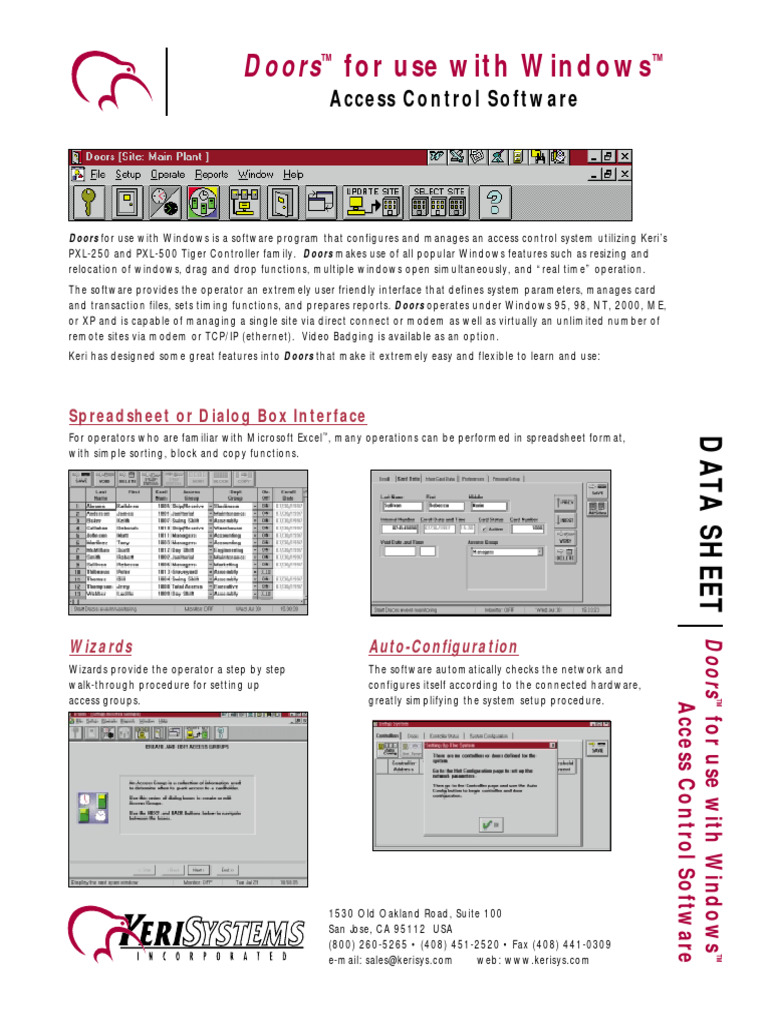 Doors For Windows Data Sheet | PDF | Microsoft Windows | Access Control