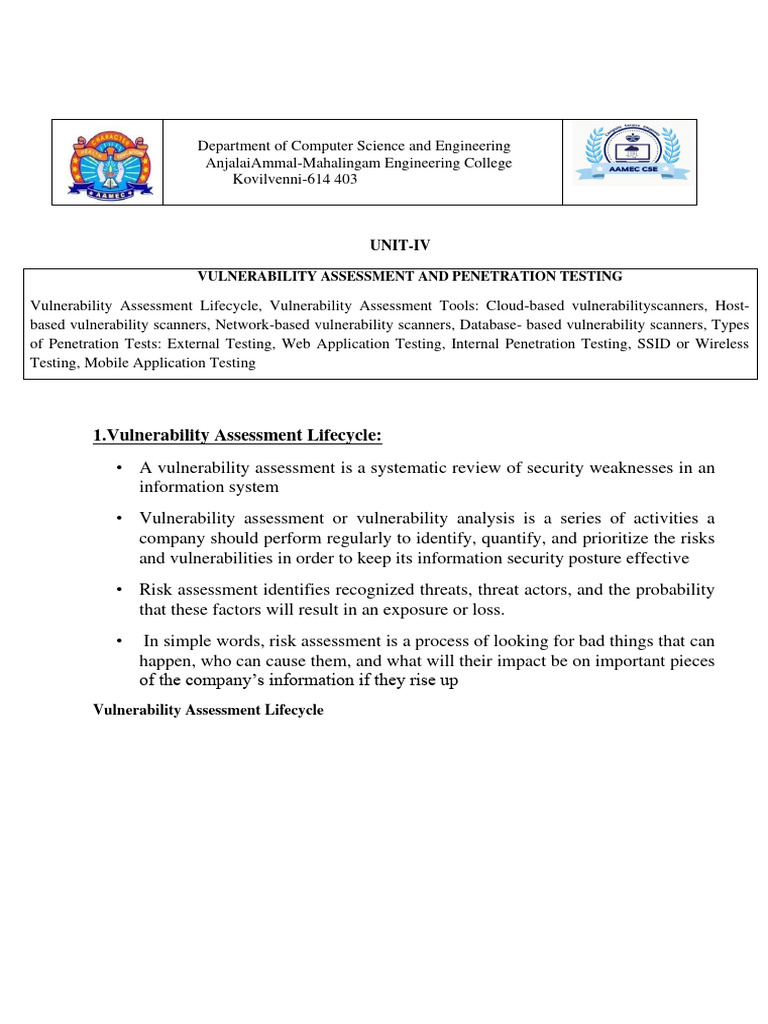 Vulnerability Assessment & Pen Testing Guide | PDF | Penetration Test ...